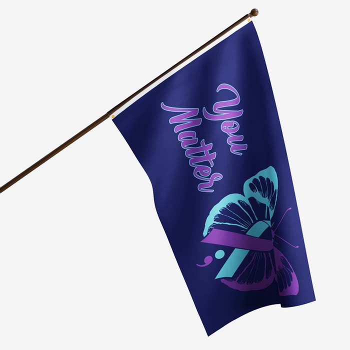 Suicide Awareness Butterfly Polyester Flag - Made in USA