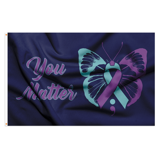 Suicide Awareness Butterfly Polyester Flag - Made in USA