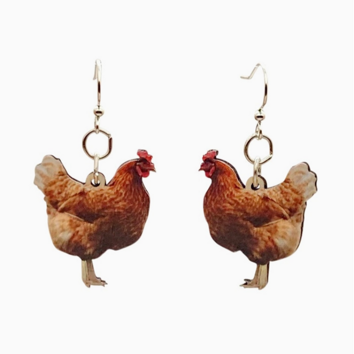 Chicken Wood Earrings