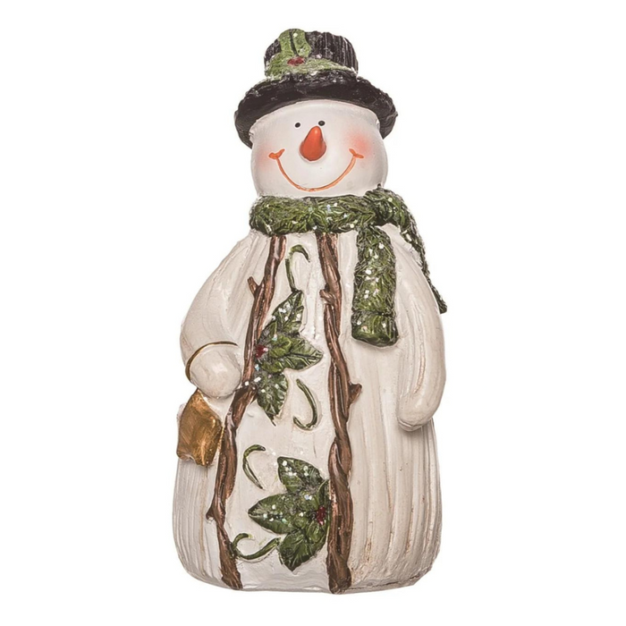 Wood Carved Snowman Top Hat Figurine