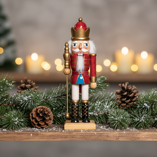 10" Nutcracker Statue w/ Gold Spear