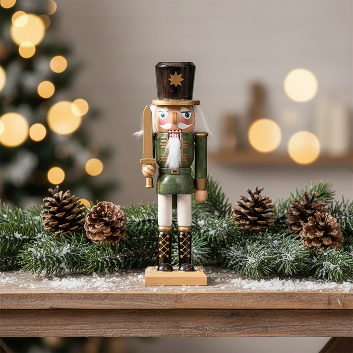 10" Nutcracker Statue w/ Gold Sword