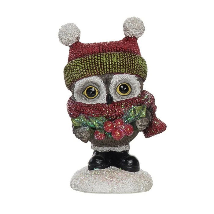 Holly Berries Sweet Holiday Owl Figurine