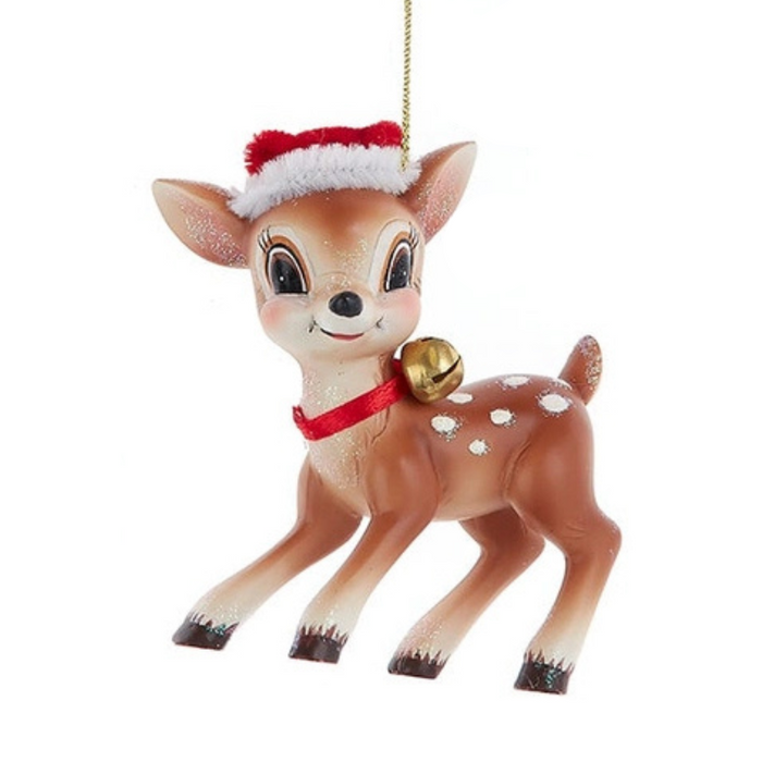Deer w/ Santa Hat Resin Ornament - Assorted Styles