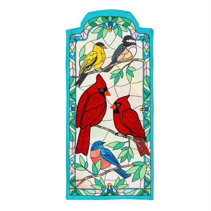 Stained Glass Songbirds Long XL Garden Flag