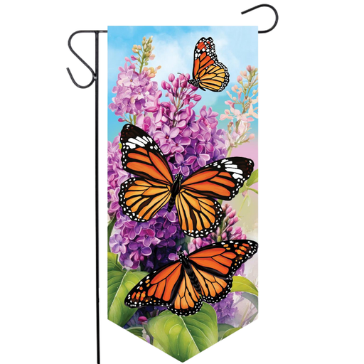 Lilacs and Butterflies Suede Long XL Garden Flag
