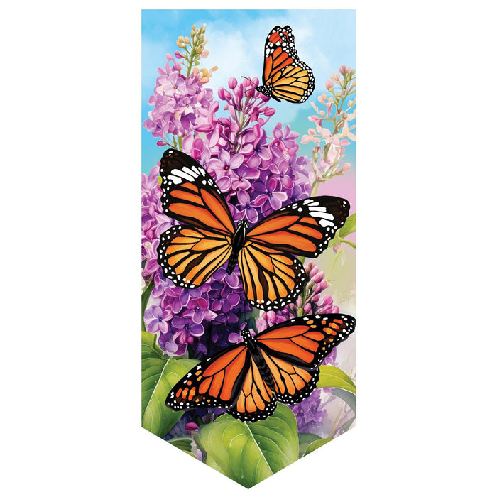 Lilacs and Butterflies Suede Long XL Garden Flag