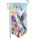 Iris and Hummingbird Suede Long XL Garden Flag