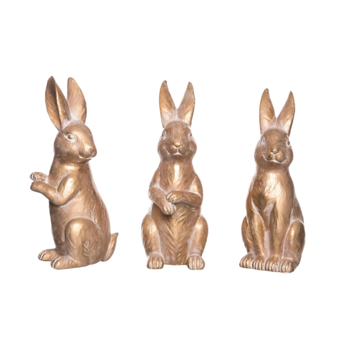 Resin Bronze Bunny Figurine - Assorted Styles, each sold individually