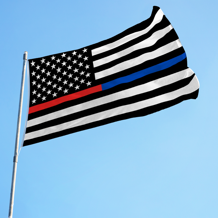 Thin Red And Blue Line US Polyester Flag