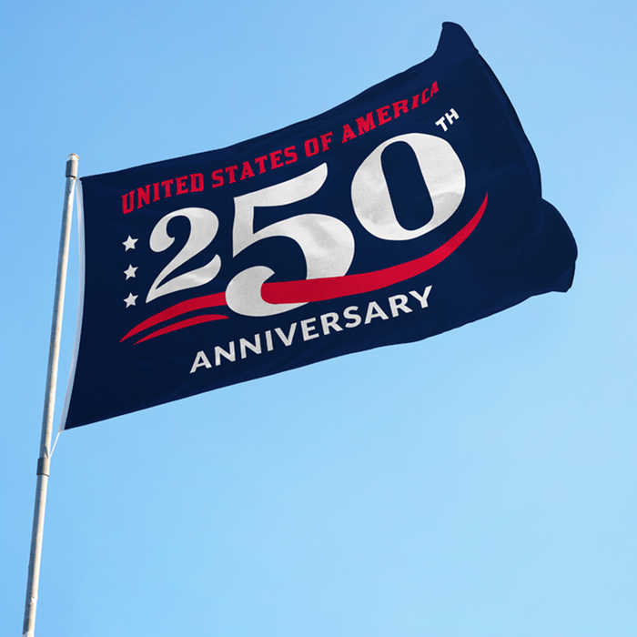 *Pre-Order* America 250 Blue Wordmark Polyester Flag - Made in USA