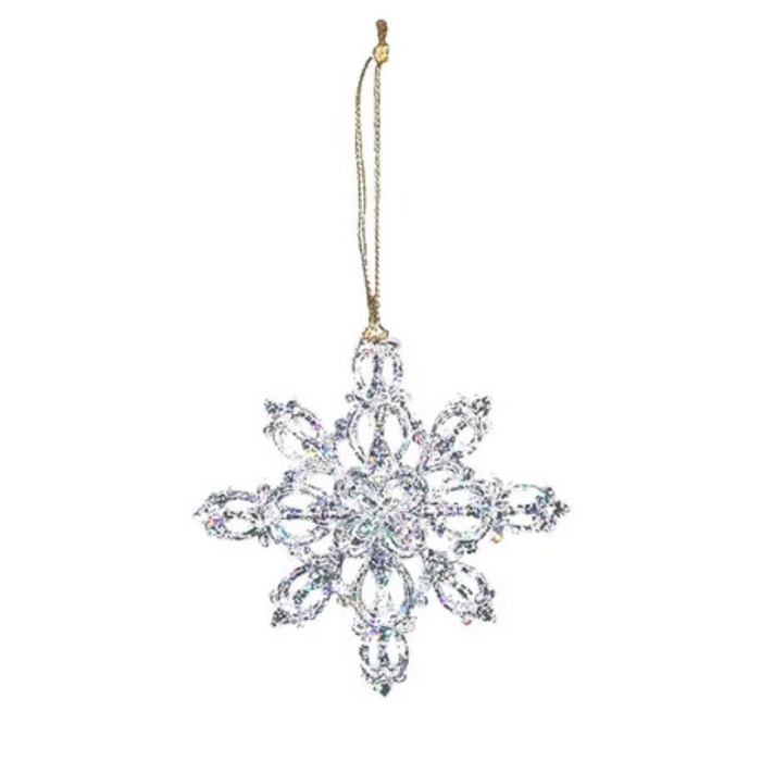 Clear Glittery Acrylic Snowflake Ornament - Assorted Styles