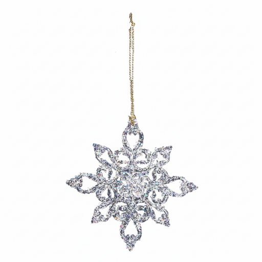 Clear Glittery Acrylic Snowflake Ornament - Assorted Styles