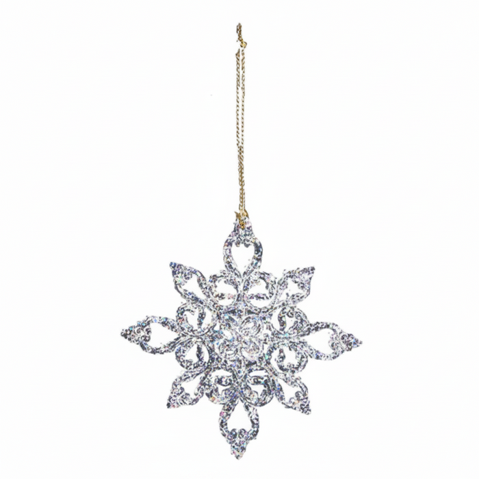 Clear Glittery Acrylic Snowflake Ornament - Assorted Styles