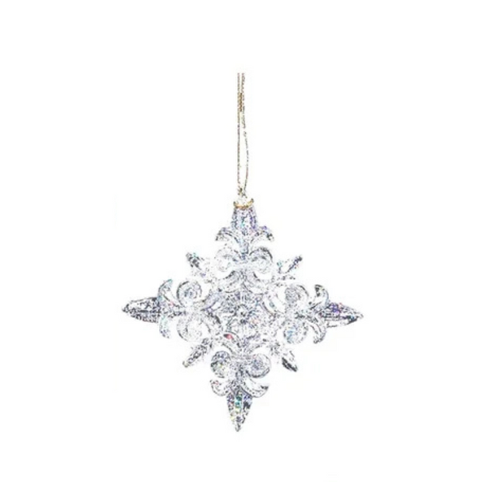 Clear Glittery Acrylic Snowflake Ornament - Assorted Styles