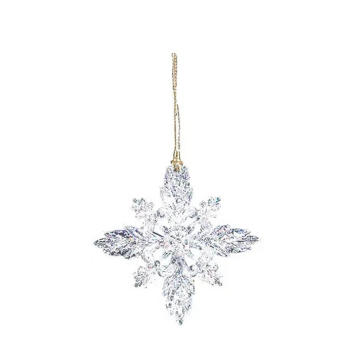 Clear Glittery Acrylic Snowflake Ornament - Assorted Styles