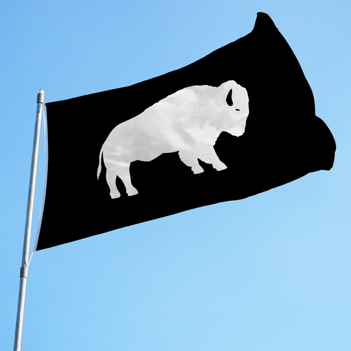 Black and White Standing Buffalo Polyester Flag - Made in USA