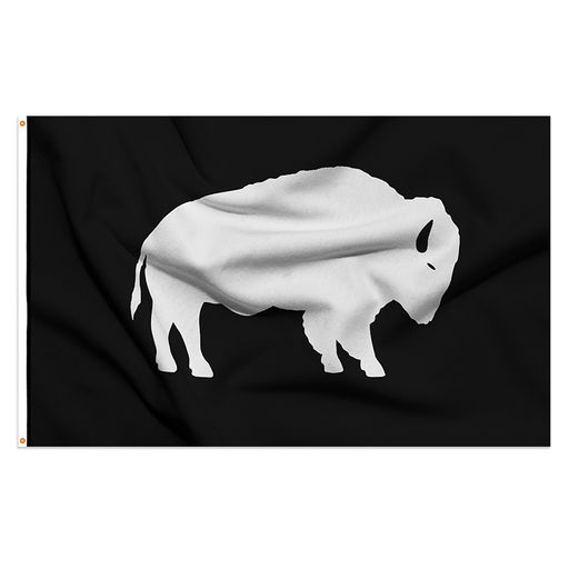 Black and White Standing Buffalo Polyester Flag - Made in USA