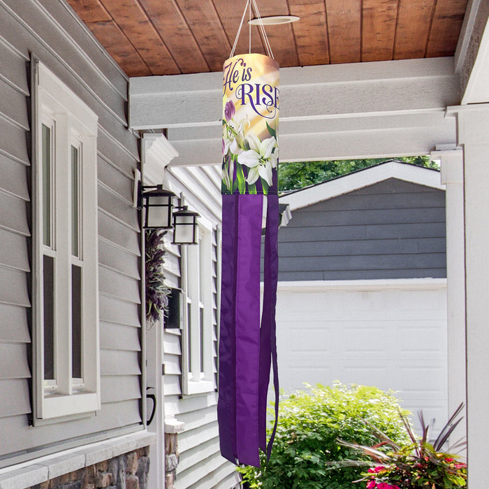 40" He is Risen Lilies Windsock