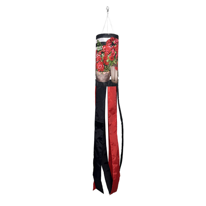 40" Striped Geraniums Windsock