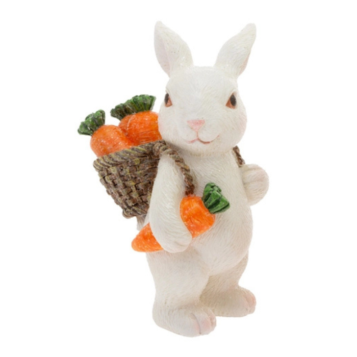 Carrot Bunny Backpack Basket Figurine
