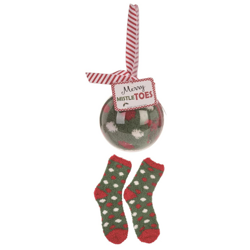 Red & White Polka Dots Christmas Socks in Ball Ornament