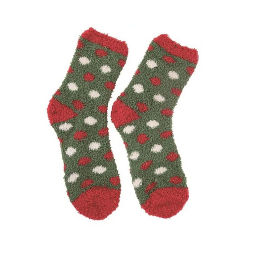 Red & White Polka Dots Christmas Socks in Ball Ornament