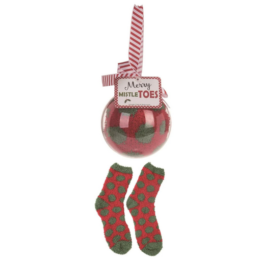 Green Polka Dots Christmas Socks in Ball Ornament