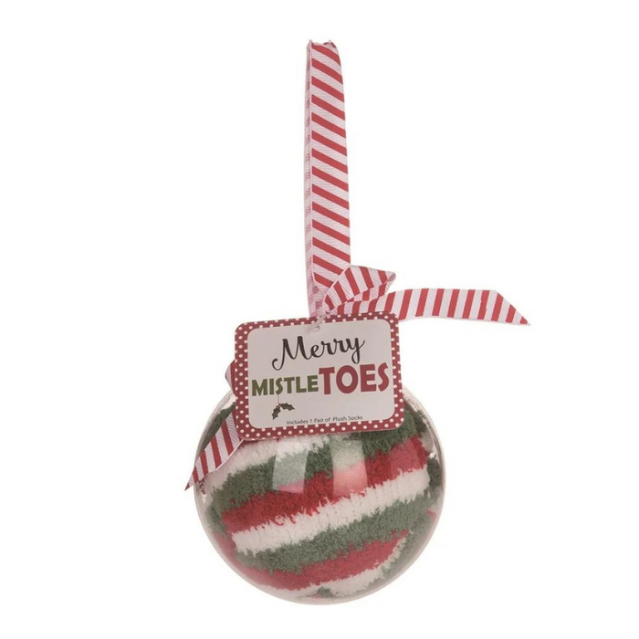 Striped Christmas Socks in Ball Ornament