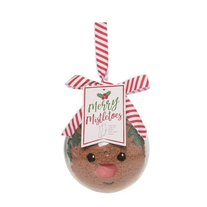 Reindeer Christmas Socks in Ball Ornament