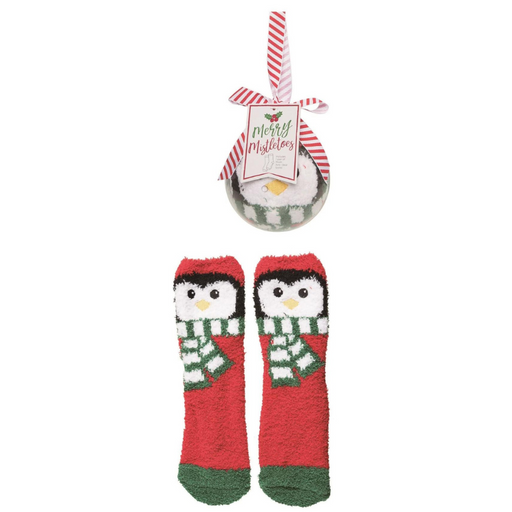 Penguin Christmas Socks in Ball Ornament