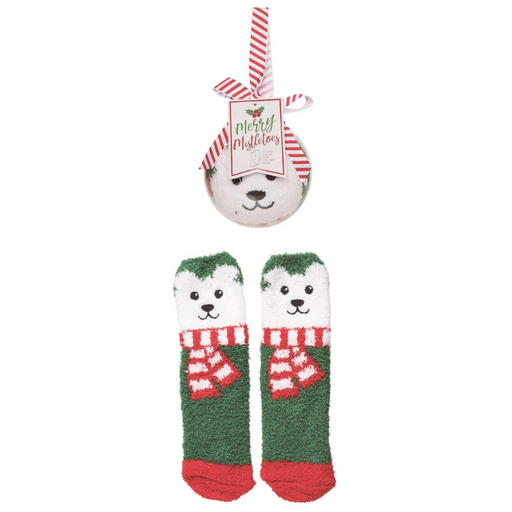 Polar Bear Christmas Socks in Ball Ornament