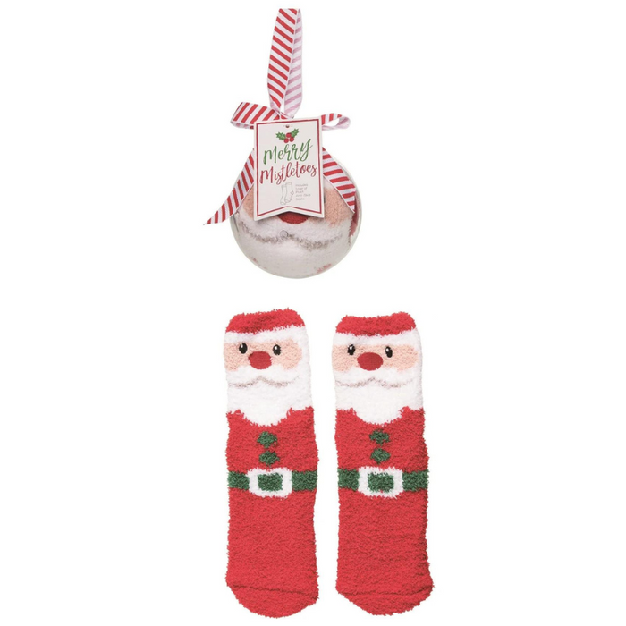 Santa Christmas Socks in Ball Ornament