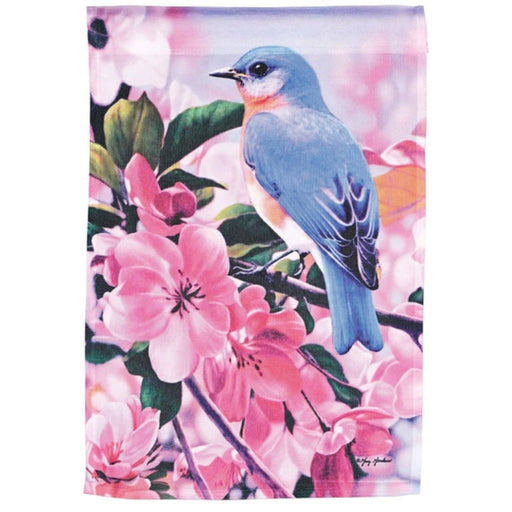 Bluebird Pink Flowers Garden Flag