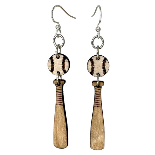 Baseball Bat Wood Earrings