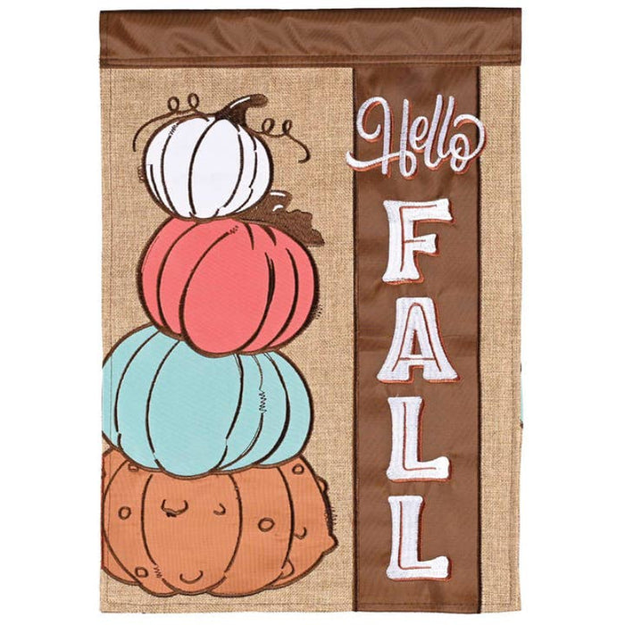 Multi-Color Pumpkins Hello Fall Garden Flag