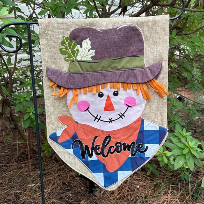 Scarecrow Burlap Garden Flag