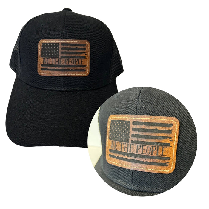 We the People Engraved Black Leatherette Hat