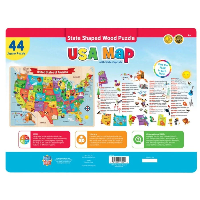 USA Map 44 Piece Wooden Puzzle