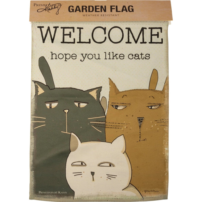 Welcome Hope You Like Cats Garden Flag