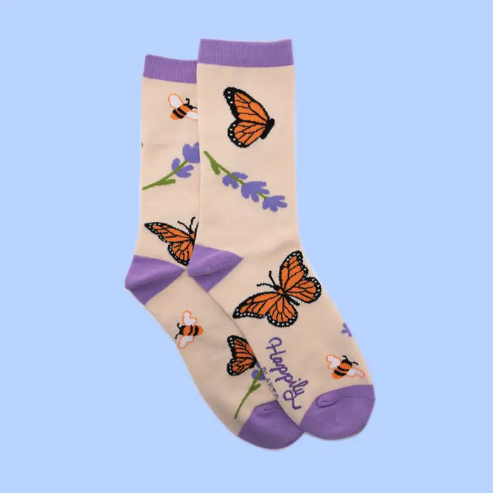 Monarch Butterfly & Honey Bees Women's Crew Socks