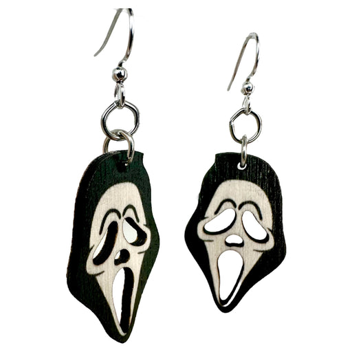 Ghostface Scream Wood Earrings
