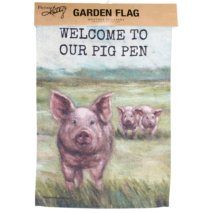 Welcome to Our Pig Pen Garden Flag