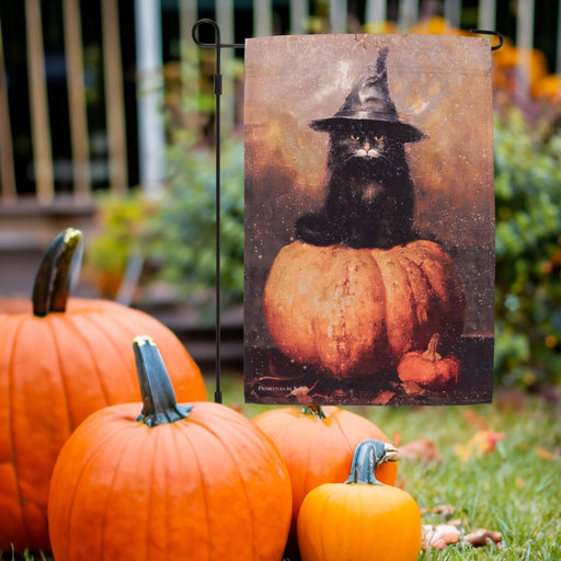 Pumpkin Witch Cat Garden Flag