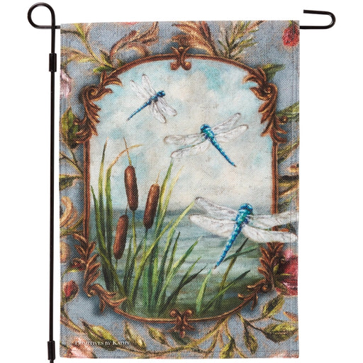 Dragonflies in Pond Vintage Garden Flag