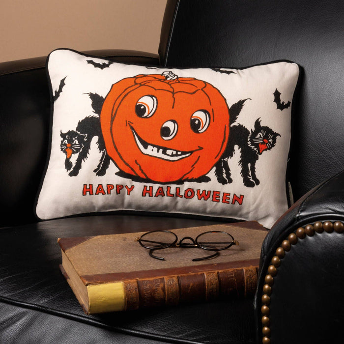 Happy Halloween Cat Vintage Pillow