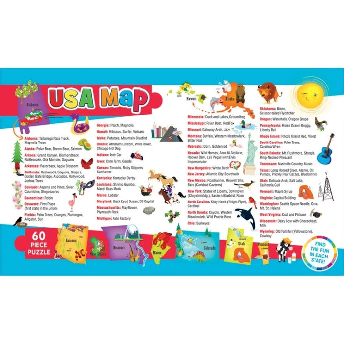 USA Map 60 Piece Kids Jigsaw Puzzle