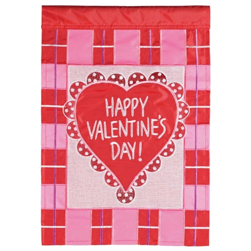 Patchwork Valentine Applique Garden Flag