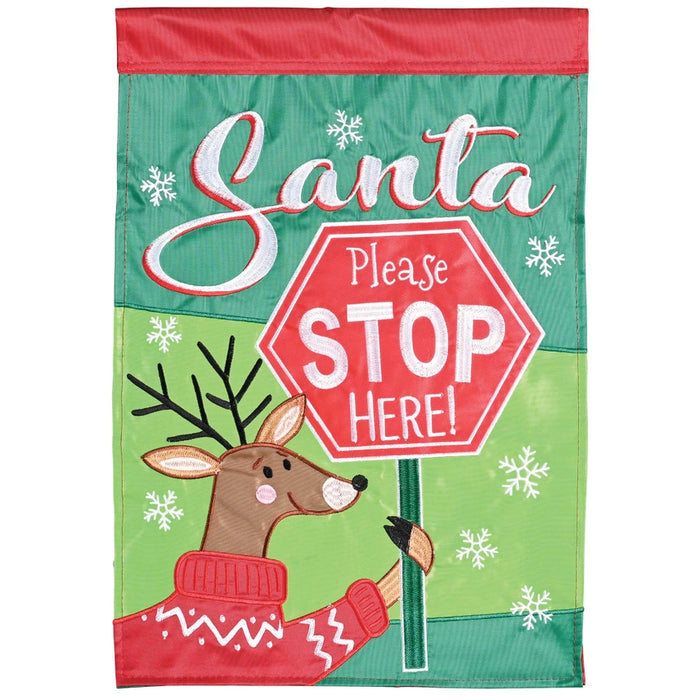 Santa Please Stop Here Garden Flag