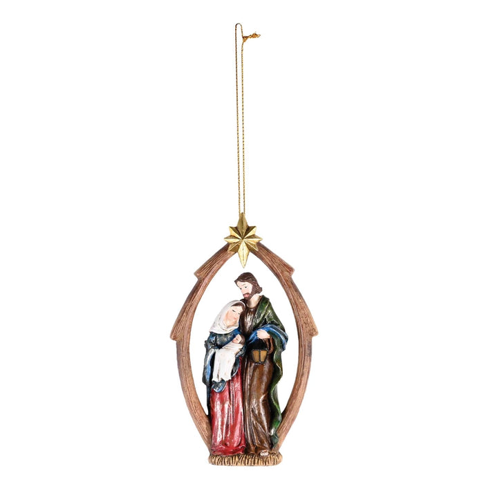 Red Brown Holy Family Creche Ornament